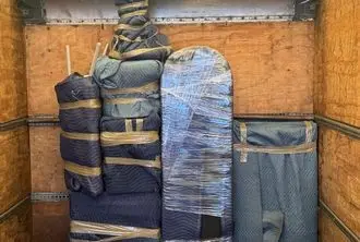 BMOVED moving truck fully packed with secured furniture and boxes ready for Toronto move